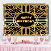 Gold Abstrakt Linie Und Schwarz Glücklich Geburtstag Hintergrund